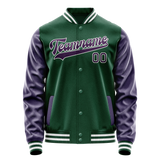 Custom Kelly-Green Purple Solid Color Varsity Letterman Jacket JA02240617ZF229