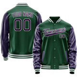 Custom Kelly-Green Purple Solid Color Varsity Letterman Jacket JA02240617ZF229