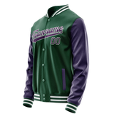 Custom Kelly-Green Purple Solid Color Varsity Letterman Jacket JA02240617ZF229