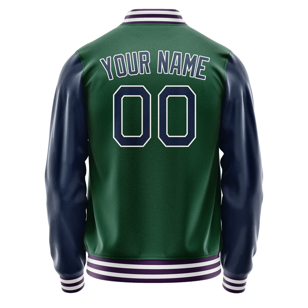 Custom Kelly-Green Navy Solid Color Varsity Letterman Jacket JA02240617ZF212
