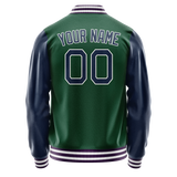Custom Kelly-Green Navy Solid Color Varsity Letterman Jacket JA02240617ZF212