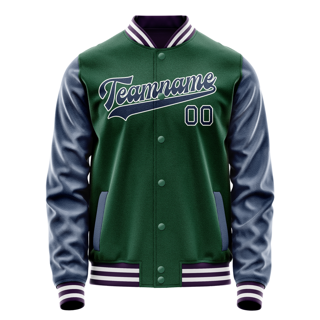 Custom Kelly-Green Navy Solid Color Varsity Letterman Jacket JA02240617ZF212