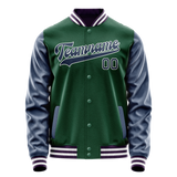 Custom Kelly-Green Navy Solid Color Varsity Letterman Jacket JA02240617ZF212
