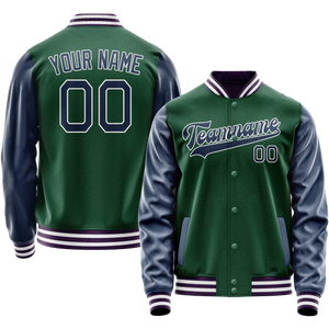 Custom Kelly-Green Navy Solid Color Varsity Letterman Jacket JA02240617ZF212