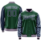 Custom Kelly-Green Navy Solid Color Varsity Letterman Jacket JA02240617ZF212