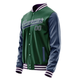 Custom Kelly-Green Navy Solid Color Varsity Letterman Jacket JA02240617ZF212