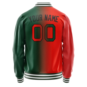 Custom Kelly-Green Orange Gradient Varsity Letterman Jacket JA02240617ZF223