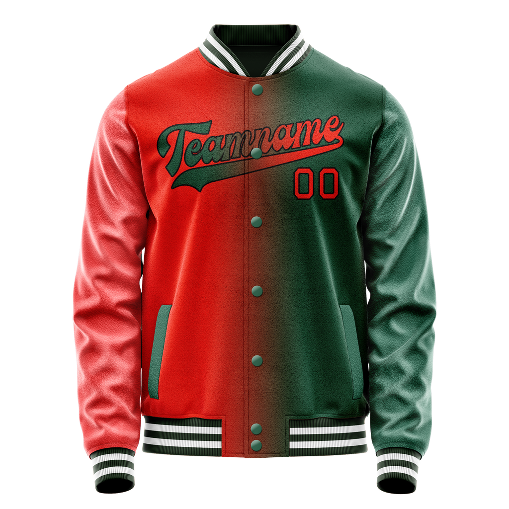 Custom Kelly-Green Orange Gradient Varsity Letterman Jacket JA02240617ZF223
