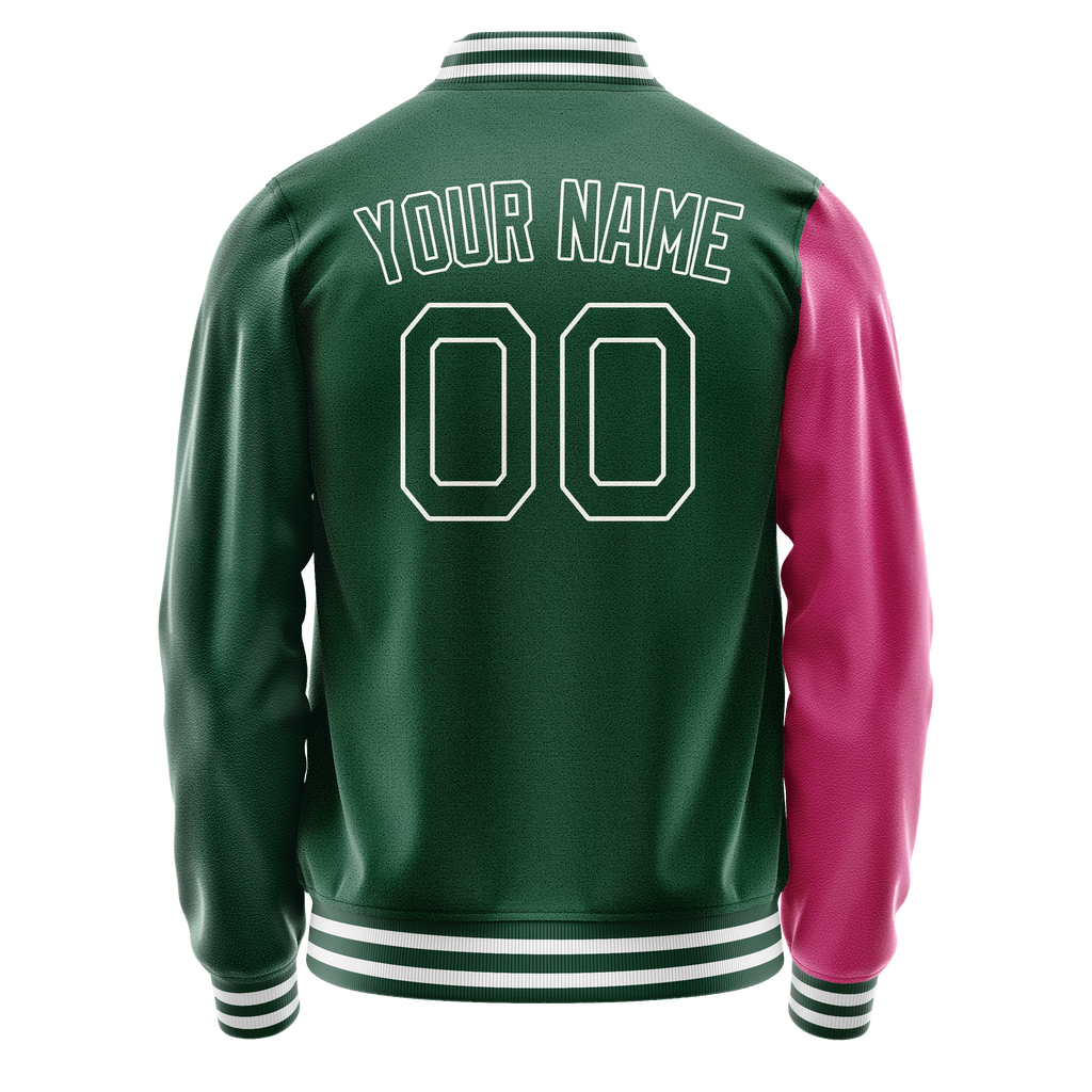 Custom Kelly-Green Pink Split Varsity Letterman Jacket JA02240617ZF208