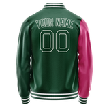 Custom Kelly-Green Pink Split Varsity Letterman Jacket JA02240617ZF208