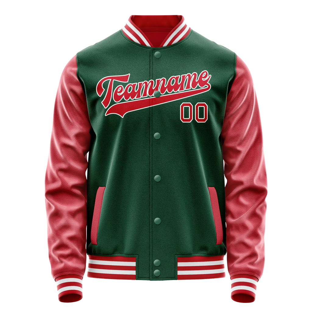 Custom Kelly-Green Texas-Orange Solid Color Varsity Letterman Jacket JA02240617ZF209