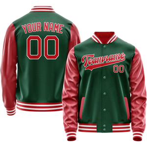 Custom Kelly-Green Texas-Orange Solid Color Varsity Letterman Jacket JA02240617ZF209