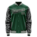 Custom Kelly-Green Black Solid Color Varsity Letterman Jacket JA02240617ZF226