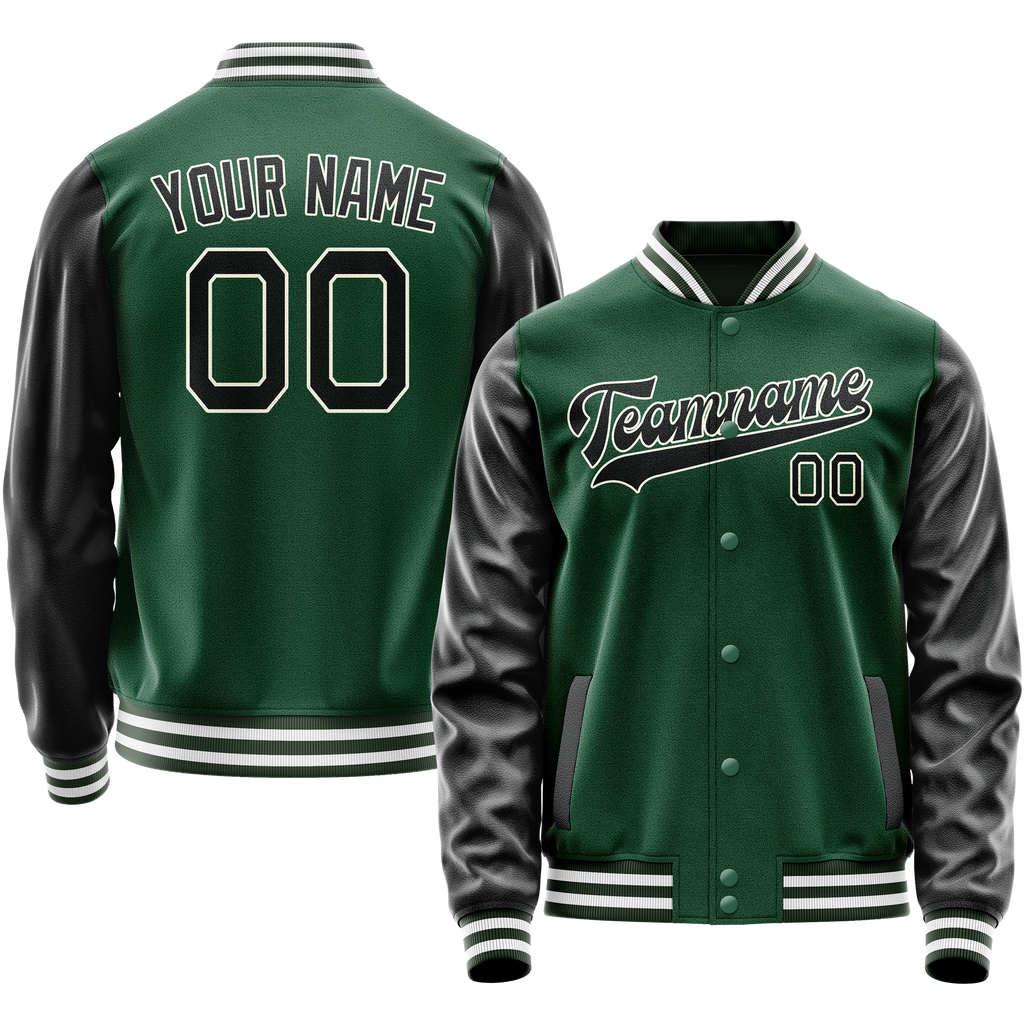 Custom Kelly-Green Texas-Orange Solid Color Varsity Letterman Jacket JA02240617ZF227