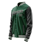 Custom Kelly-Green Black Solid Color Varsity Letterman Jacket JA02240617ZF226