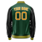 Custom Kelly-Green Gold Solid Color Varsity Letterman Jacket JA02240617ZF211