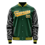 Custom Kelly-Green Gold Solid Color Varsity Letterman Jacket JA02240617ZF211