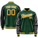 Custom Kelly-Green Gold Solid Color Varsity Letterman Jacket JA02240617ZF211