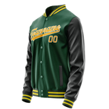 Custom Kelly-Green Gold Solid Color Varsity Letterman Jacket JA02240617ZF211