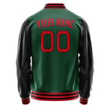 Custom Kelly-Green Black Solid Color Varsity Letterman Jacket JA02240617ZF234