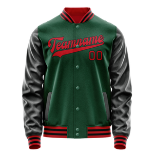 Custom Kelly-Green Black Solid Color Varsity Letterman Jacket JA02240617ZF234