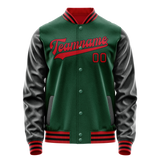 Custom Kelly-Green Black Solid Color Varsity Letterman Jacket JA02240617ZF234