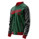 Custom Kelly-Green Black Solid Color Varsity Letterman Jacket JA02240617ZF234