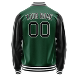 Custom Kelly-Green Black Solid Color Varsity Letterman Jacket JA02240617ZF207