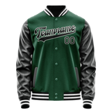Custom Kelly-Green Black Solid Color Varsity Letterman Jacket JA02240617ZF207