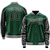 Custom Kelly-Green Black Solid Color Varsity Letterman Jacket JA02240617ZF207