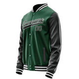 Custom Kelly-Green Black Solid Color Varsity Letterman Jacket JA02240617ZF207