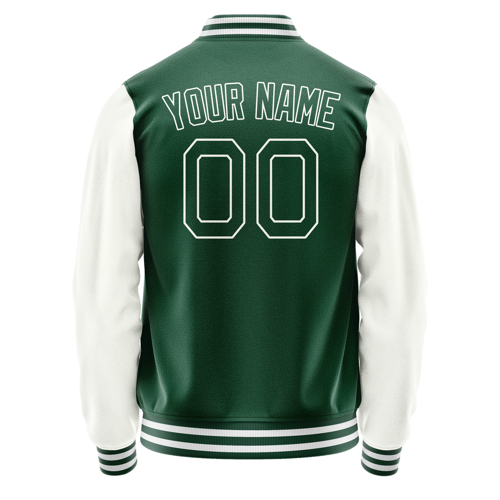 Custom Kelly-Green White Solid Color Varsity Letterman Jacket JA02240617ZF233