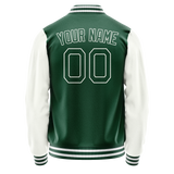 Custom Kelly-Green White Solid Color Varsity Letterman Jacket JA02240617ZF233