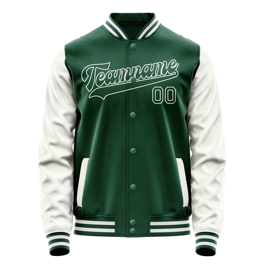 Custom Kelly-Green White Solid Color Varsity Letterman Jacket JA02240617ZF233