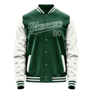 Custom Kelly-Green White Solid Color Varsity Letterman Jacket JA02240617ZF233