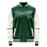 Custom Kelly-Green White Solid Color Varsity Letterman Jacket JA02240617ZF233