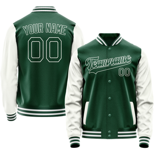 Custom Kelly-Green White Solid Color Varsity Letterman Jacket JA02240617ZF233
