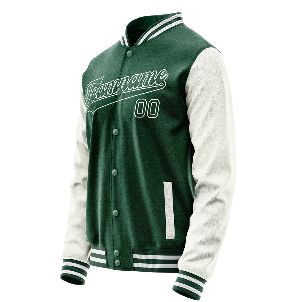 Custom Kelly-Green White Solid Color Varsity Letterman Jacket JA02240617ZF233