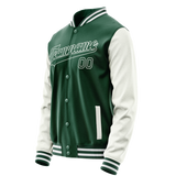 Custom Kelly-Green White Solid Color Varsity Letterman Jacket JA02240617ZF233