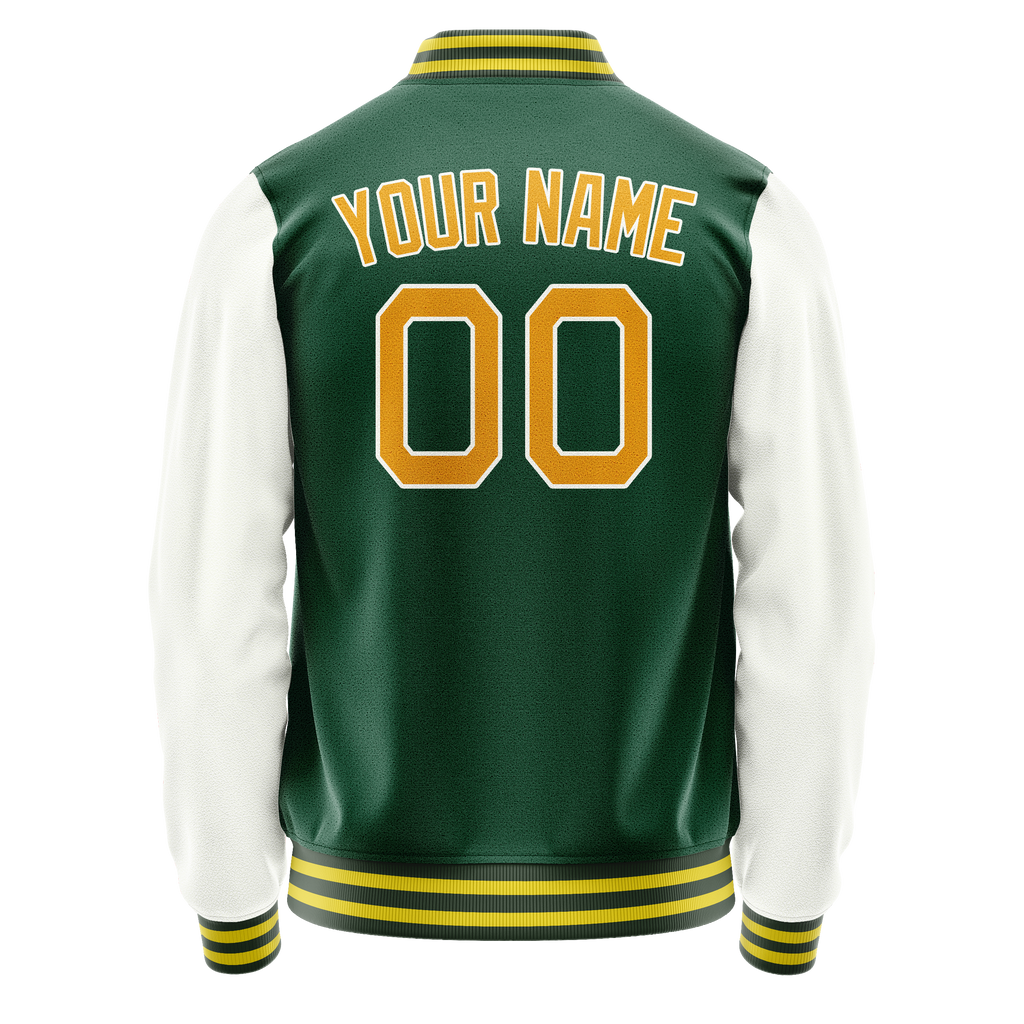 Custom Kelly-Green White Solid Color Varsity Letterman Jacket JA02240617ZF225