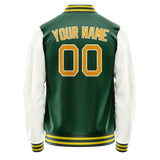 Custom Kelly-Green White Solid Color Varsity Letterman Jacket JA02240617ZF225