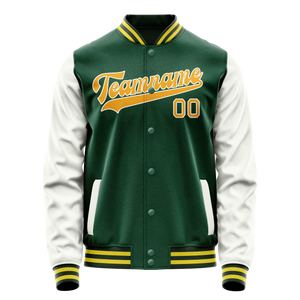 Custom Kelly-Green White Solid Color Varsity Letterman Jacket JA02240617ZF225