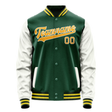 Custom Kelly-Green White Solid Color Varsity Letterman Jacket JA02240617ZF225