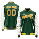 Custom Kelly-Green White Solid Color Varsity Letterman Jacket JA02240617ZF225