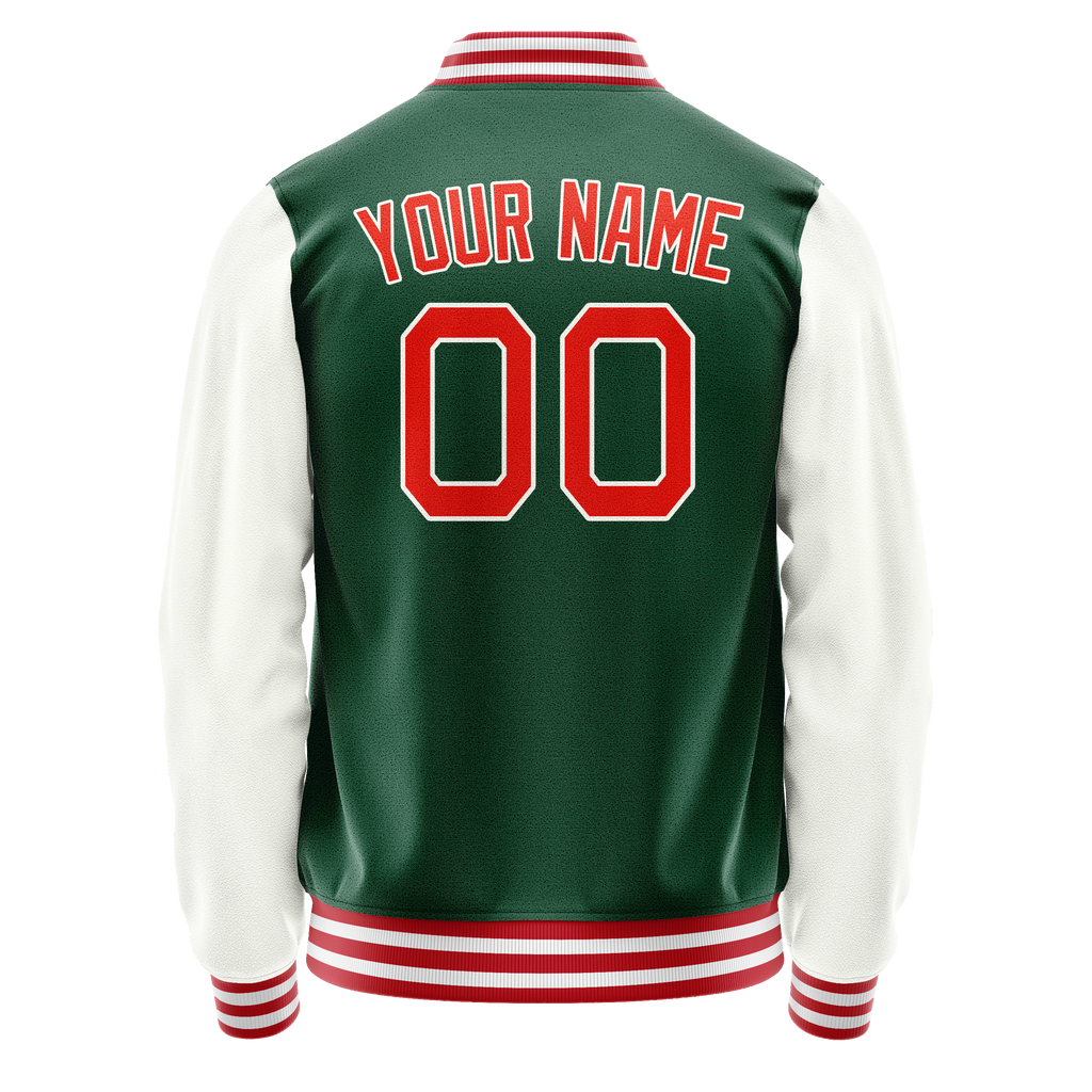 Custom Kelly-Green White Solid Color Varsity Letterman Jacket JA02240617ZF214