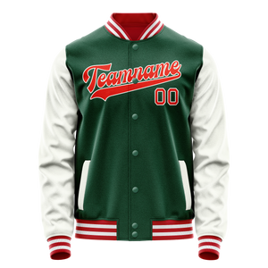 Custom Kelly-Green White Solid Color Varsity Letterman Jacket JA02240617ZF214