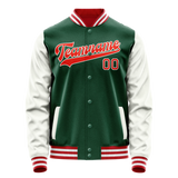 Custom Kelly-Green White Solid Color Varsity Letterman Jacket JA02240617ZF214