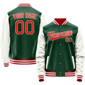 Custom Kelly-Green White Solid Color Varsity Letterman Jacket JA02240617ZF214