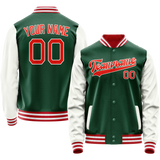Custom Kelly-Green White Solid Color Varsity Letterman Jacket JA02240617ZF214