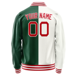 Custom Kelly-Green White Split Varsity Letterman Jacket JA02240617ZF219